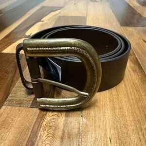 ba&sh Brown Leather Belt with Brass Buckle